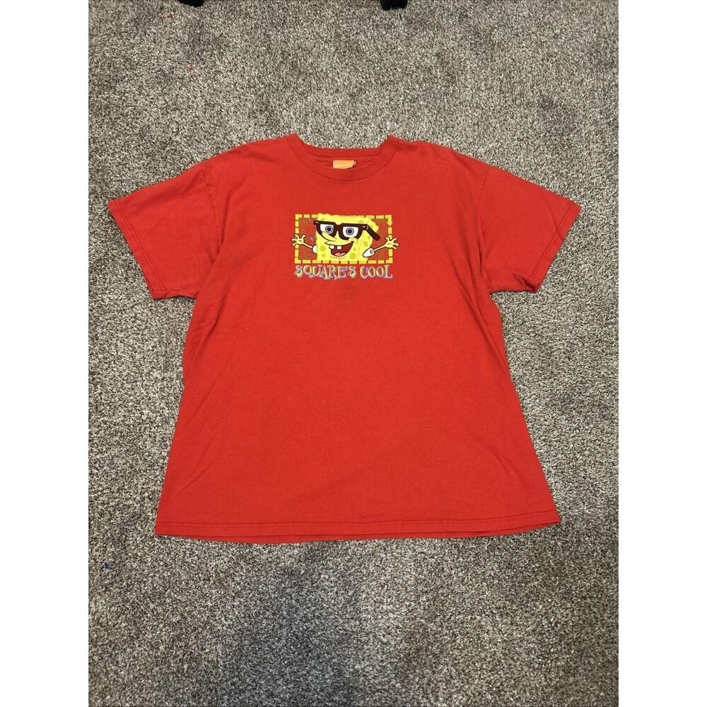 Vintage SpongeBob SquarePants T-Shirt Red XL Squares Cool Graphic Tee Mens